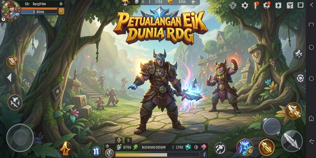 Screenshot gameplay RPG menampilkan aksi mendebarkan dan karakter keren dalam 8768.