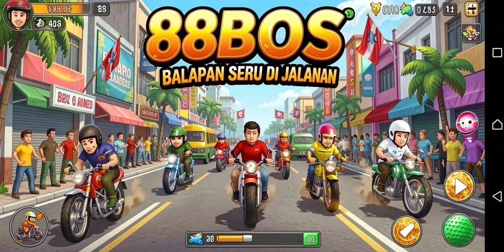 Gameplay Racing yang mendebarkan dan seru di 88BOS.