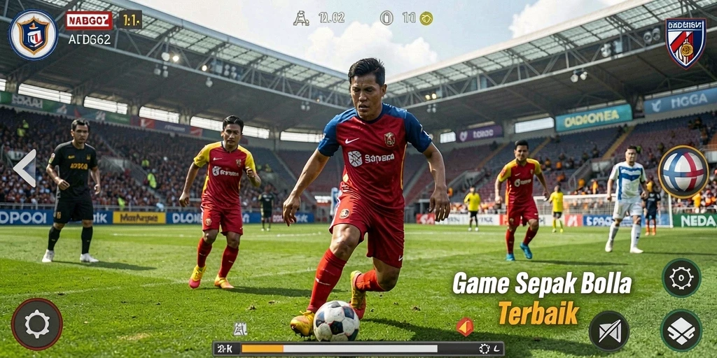 Screenshot ADG62 menampilkan aksi seru pertandingan sepak bola.