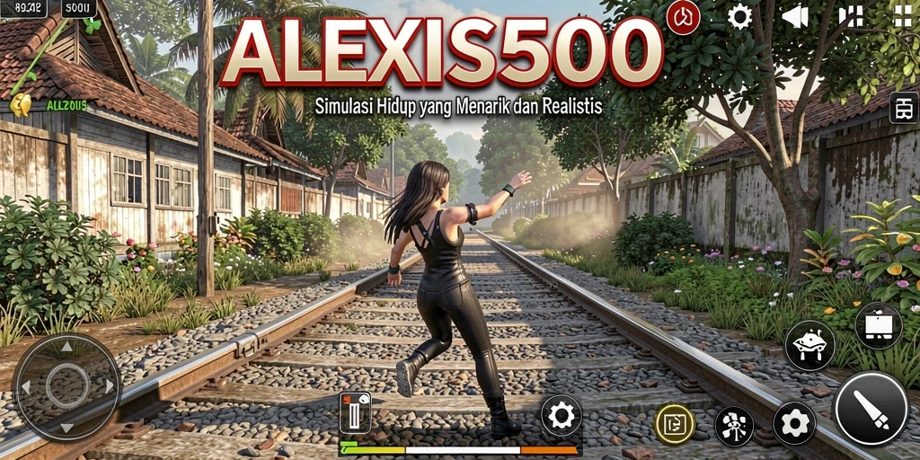 Screenshot gameplay ALEXIS500 yang menunjukkan simulasi kehidupan sehari-hari.