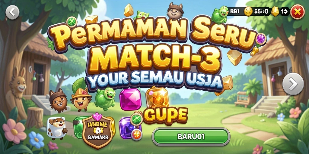 Tangkapan layar BARU01 menampilkan aksi seru dari gameplay Match-3.