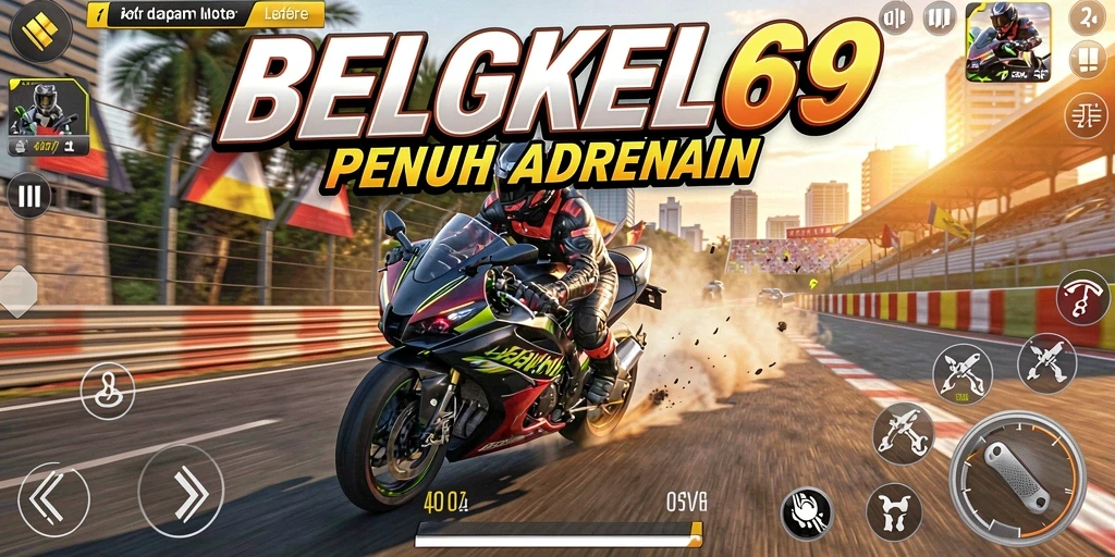 Screenshot gameplay BENGKEL69 yang menampilkan aksi balapan yang seru.