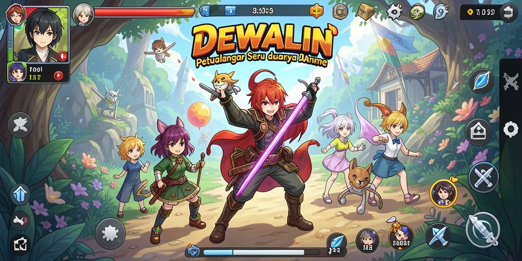 Tampilan menarik dari gameplay DEWALIN dengan aksi karakter anime.
