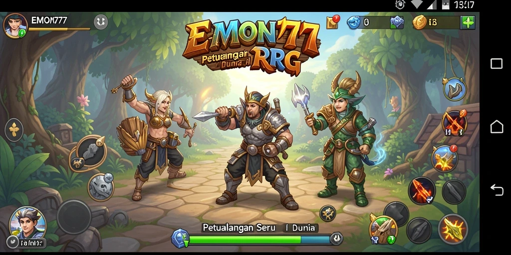 Screenshot gameplay EMON777 yang menunjukkan pertarungan seru dan grafis menawan.