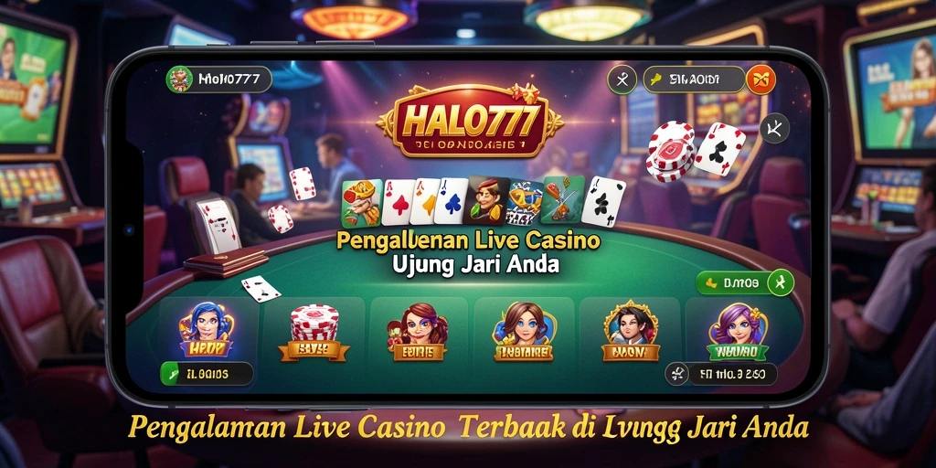 Screenshot HALO777 menampilkan dealer profesional dalam sesi Live Casino.