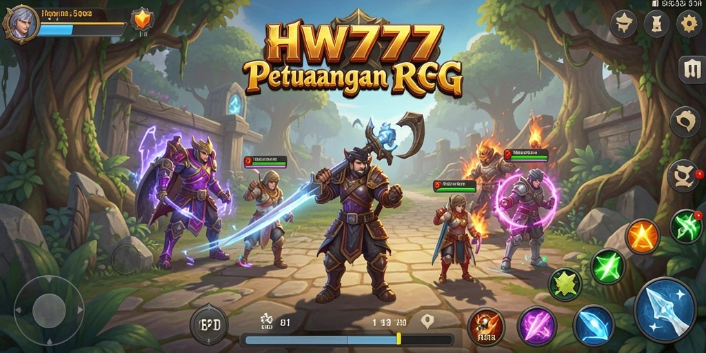 Tangkapan layar HW777 menampilkan pertarungan epik antara karakter utama dan monster raksasa.