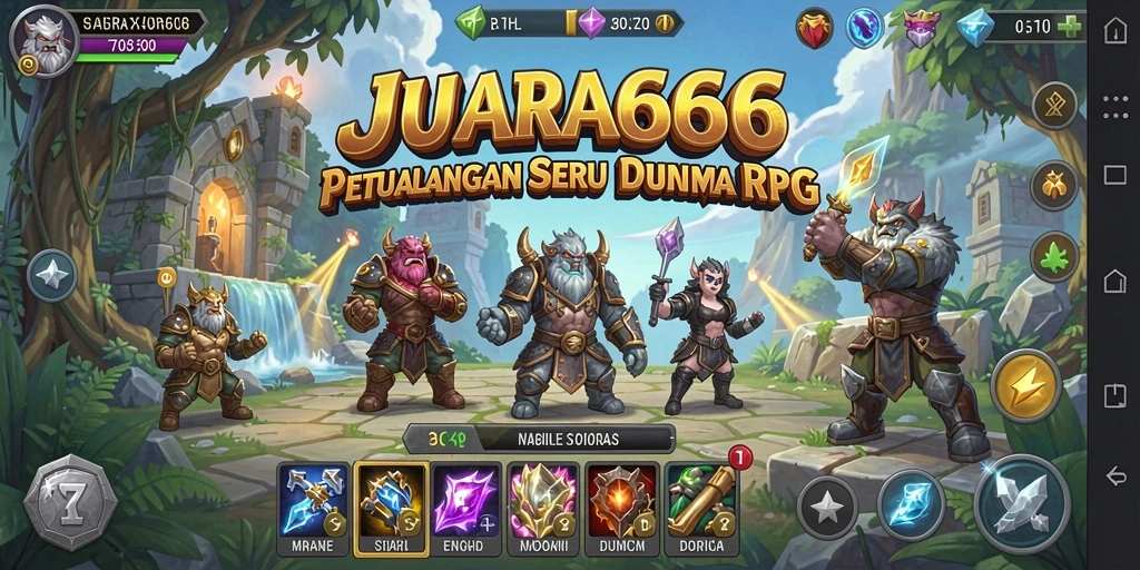 Gameplay seru di dunia fantasi JUARA666 dengan karakter unik.