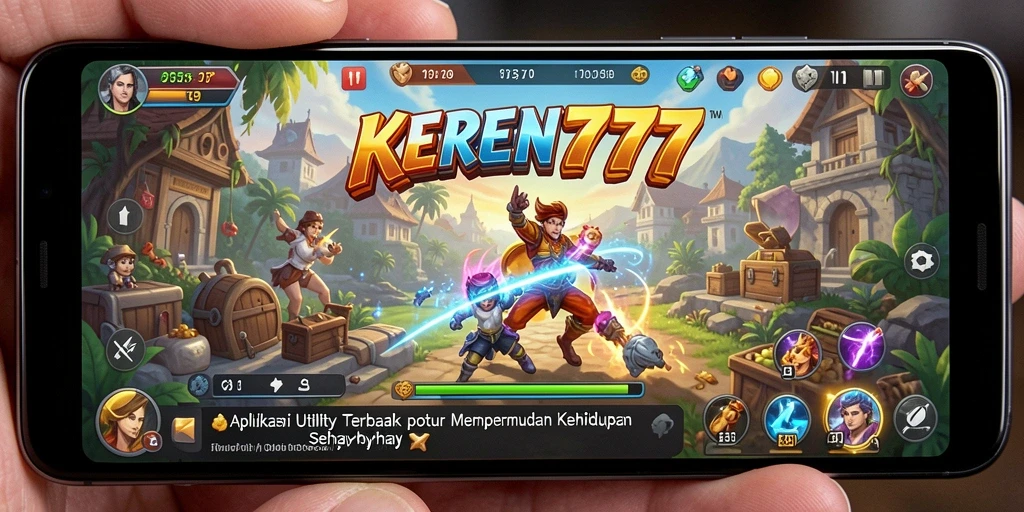 Tampilan utama aplikasi KEREN777 yang memudahkan akses fitur Utility.