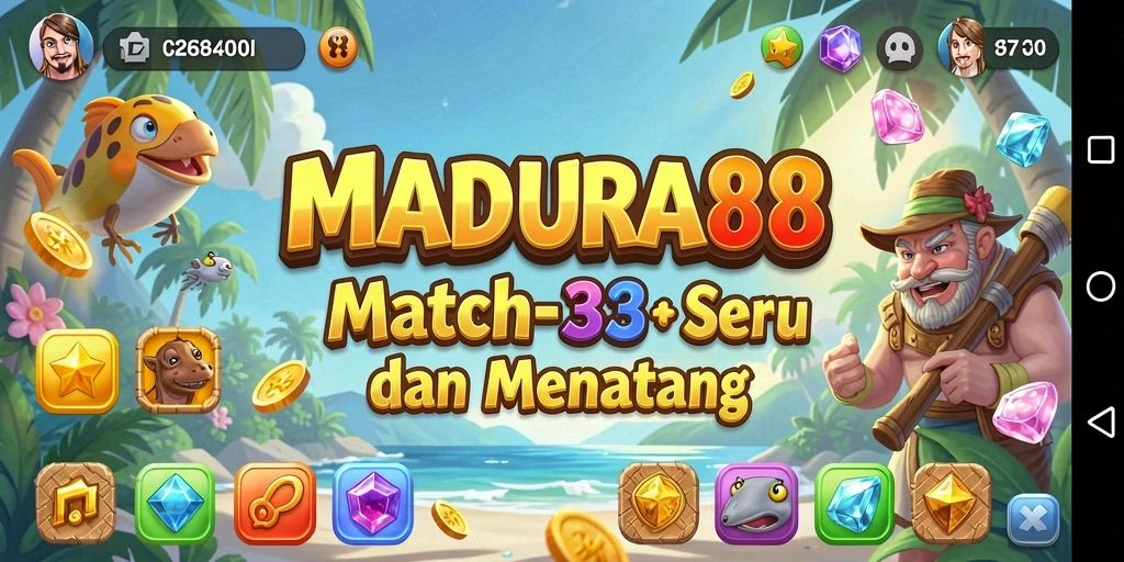 Tampilan gameplay Match-3 yang menarik dan adiktif.