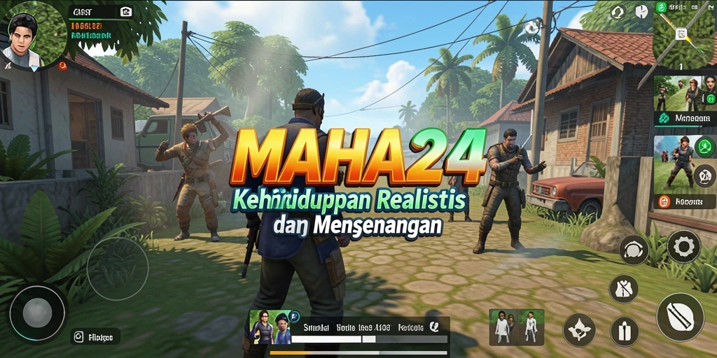 Tampilan gameplay <strong>MAHA24</strong> yang menarik dengan berbagai aktivitas kehidupan.