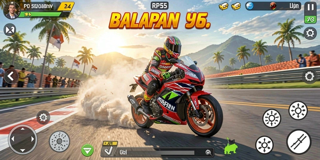 Gameplay seru dengan kecepatan tinggi dan lintasan menantang di RP55.