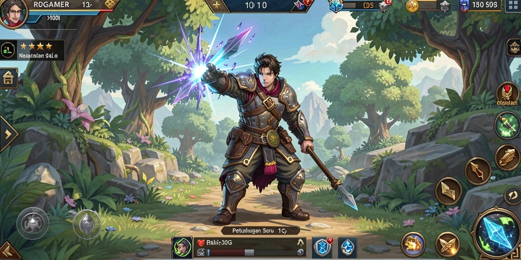 Tampilan aksi seru dan strategi dalam permainan RPGAME.