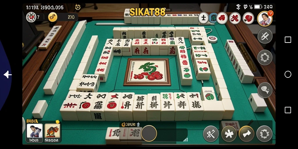 Tampilan gameplay menarik SIKAT88 dengan ubin Mahjong berwarna-warni.