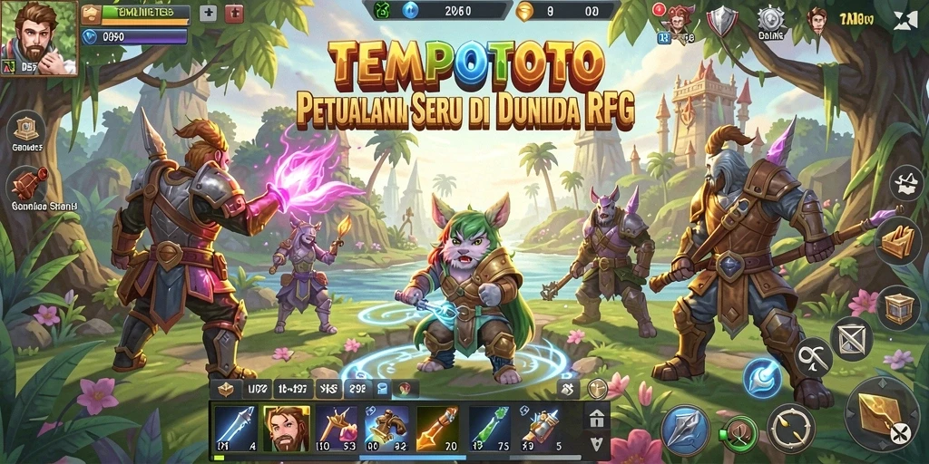 Gameplay seru TEMPOTOTO dengan pertarungan dan eksplorasi yang mendalam.