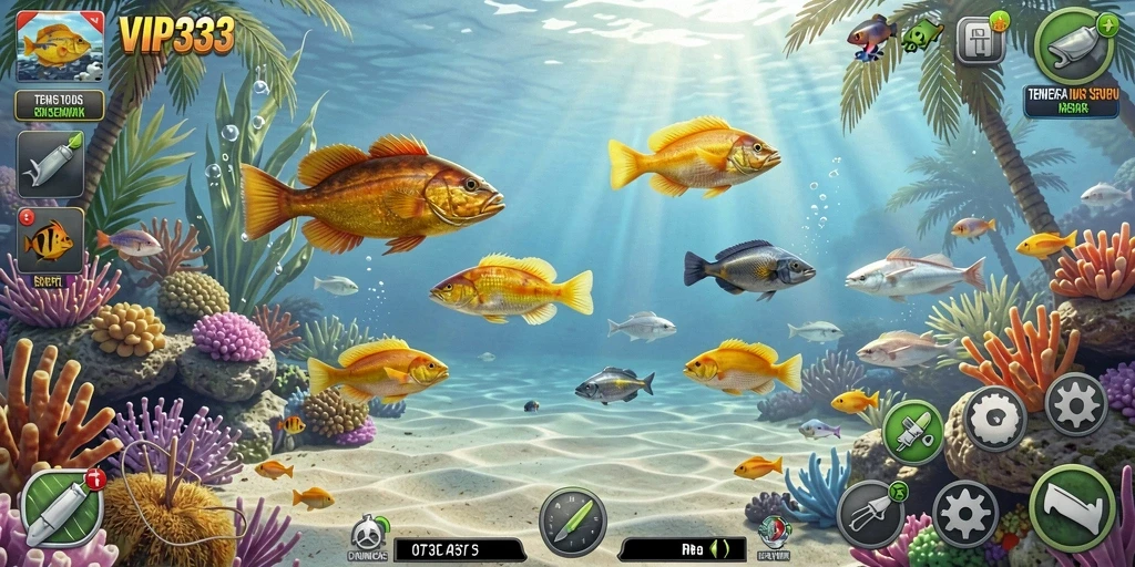 Tampilan gameplay seru dari VIP333 saat menembak ikan.